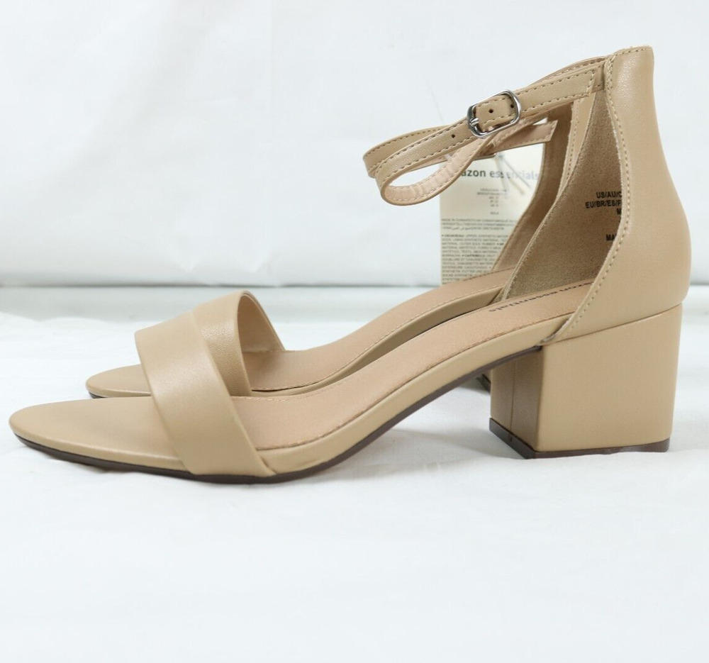 Women's Size 8W Nola One Strap Slip On Slide Heeled Sandals Beige (EU 39)